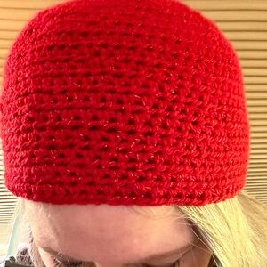 NWT Hand-Crocheted Red Beanie